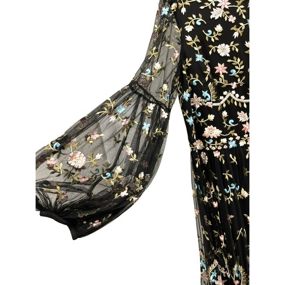 NEW Mac Duggal Embroidered Black Long Sleeve Formal Gown Maxi Dress - Picture 6 of 10